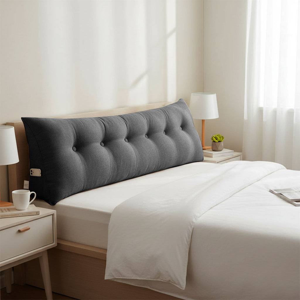 SOGA 180cm Dark Grey Triangular Wedge Bed Pillow Headboard