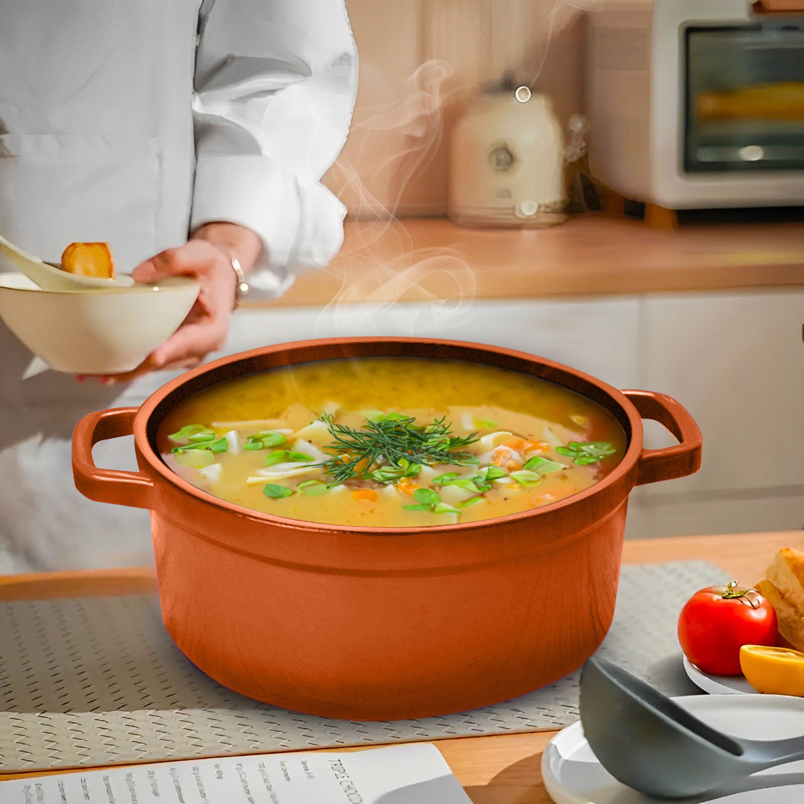 Cast Iron Porcelain Casserole 3.6L Orange 24cm