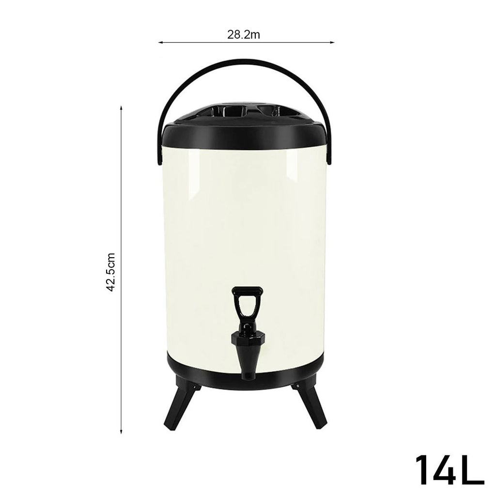 14L Stainless Steel Milk Tea Barrel with Faucet White