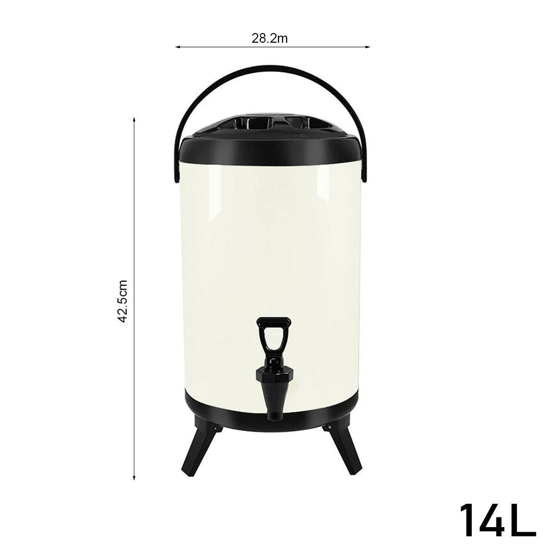 14L Stainless Steel Milk Tea Barrel with Faucet White