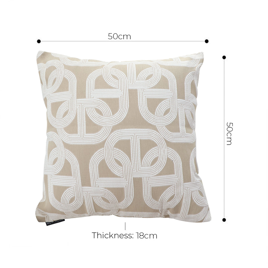 SOGA 50cm Throw Pillow Beige Interlocking Geometric Pattern Modern Accent
