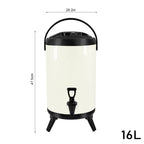 16L Stainless Steel Milk Tea Barrel with Faucet White