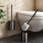 SOGA 27cm Wall-Mounted Toilet Brush – Black with Drain Holes