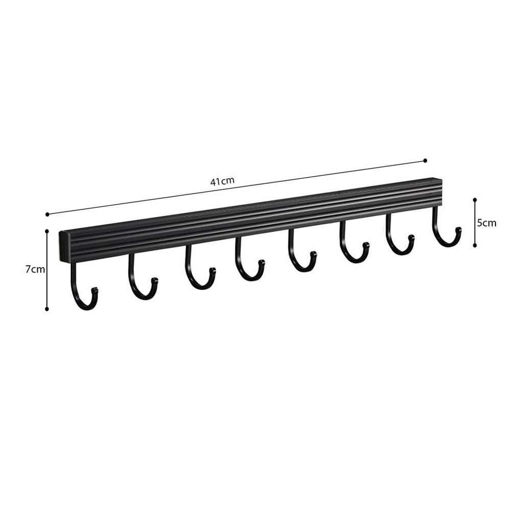 41cm Wall Mounted Kitchen Utensil Storage Rack Hooks