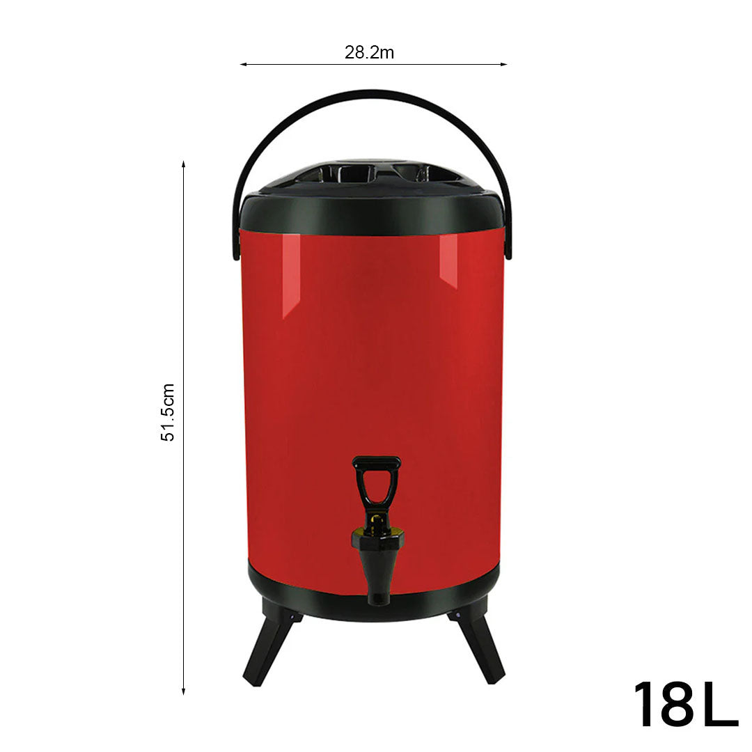 18L Stainless Steel Milk Tea Barrel with Faucet Red