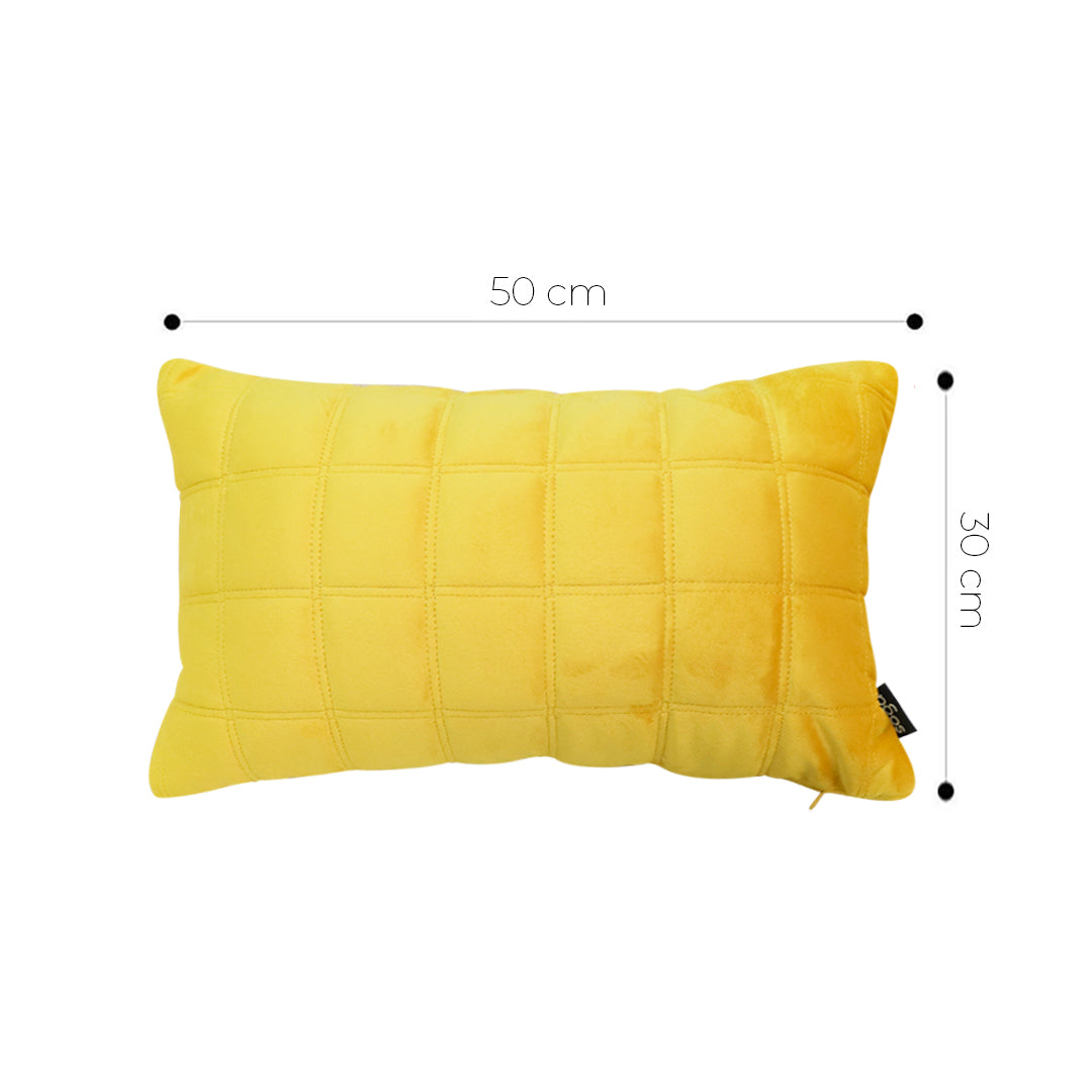 SOGA 30cm Yellow Quilted Grid Pattern Decorative Throw Pillow