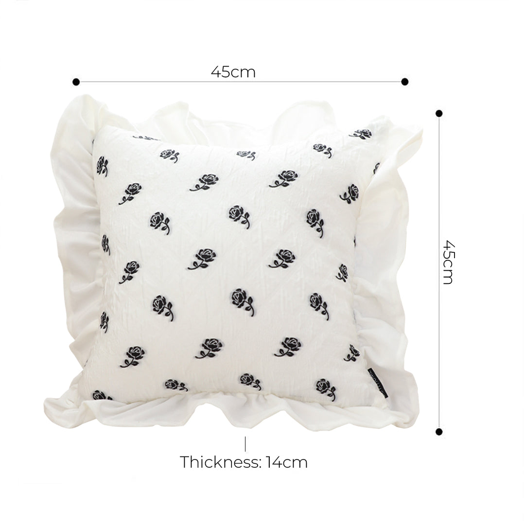 45cm Throw Pillow  White Ruffled Square