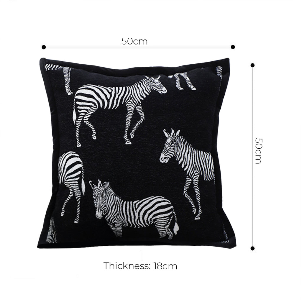 SOGA 50cm Throw Pillow  Black Light Luxury Zebra Square Pillow for Home Decor