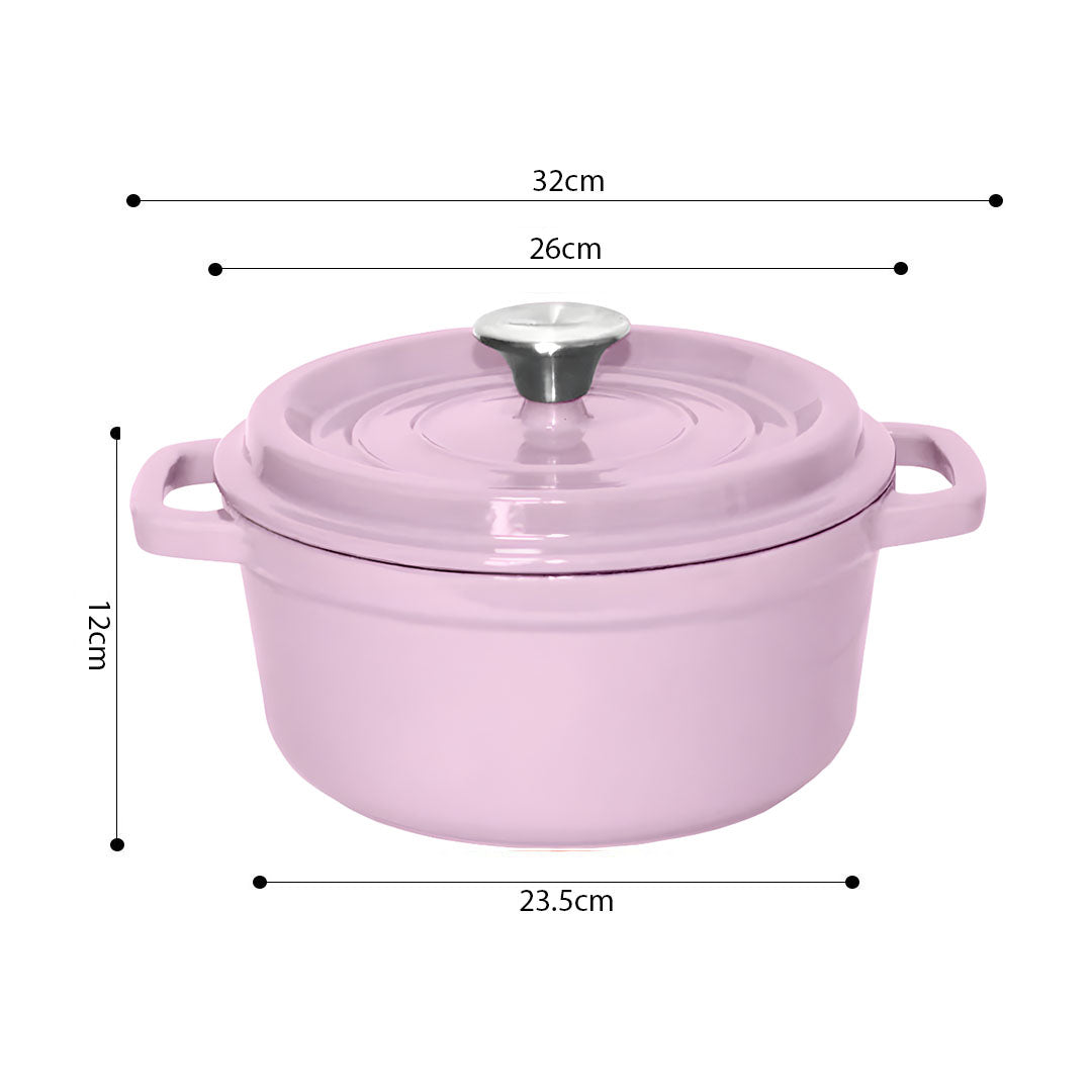 Cast Iron Ceramic Casserole 5L Pink 26cm