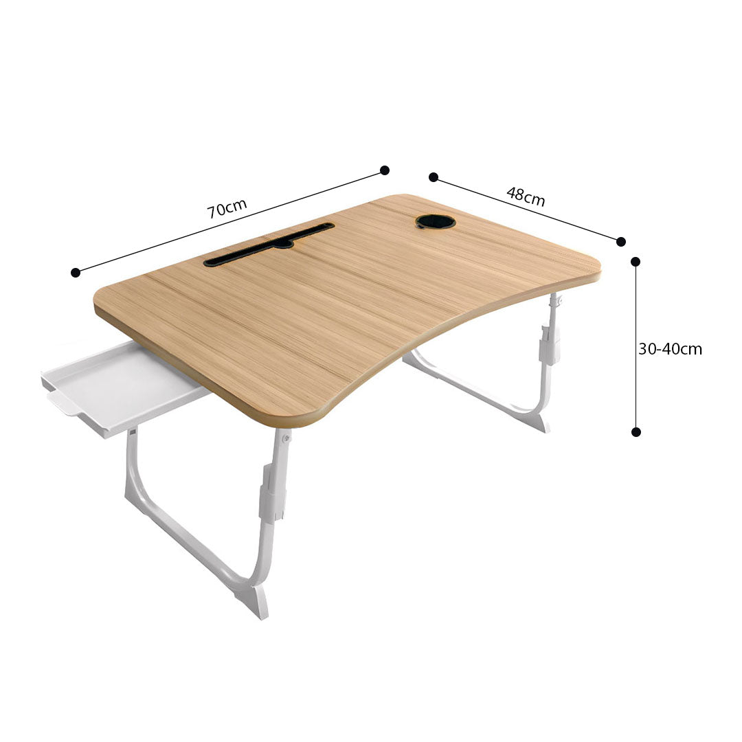 Oak Portable Bed Table With Cup-Holder