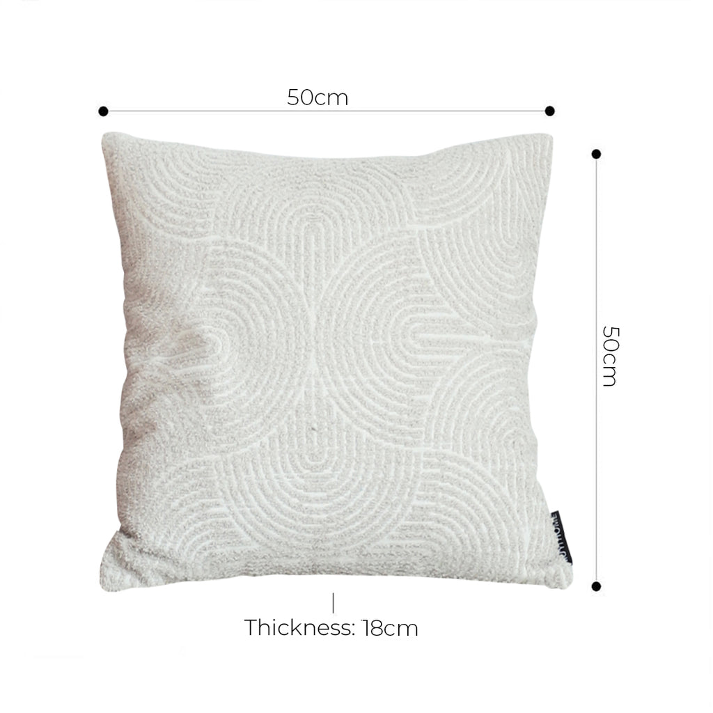 50cm Throw Pillow Off White Lumbar Embroidered