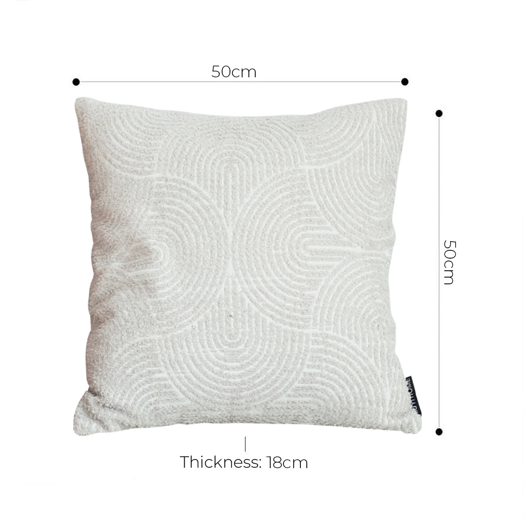 50cm Throw Pillow Off White Lumbar Embroidered