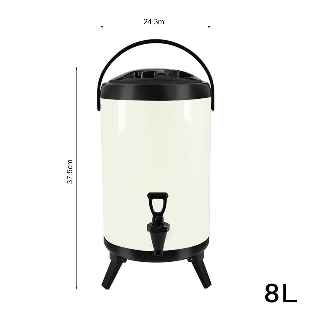 8L Stainless Steel Milk Tea Barrel with Faucet White