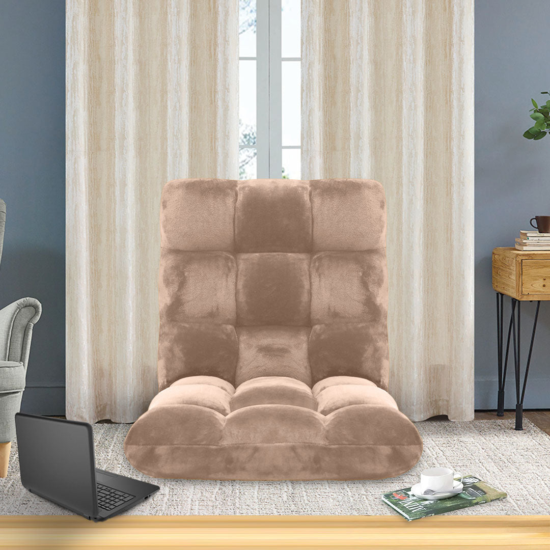 Floor Recliner Folding Lounge Light Apricot