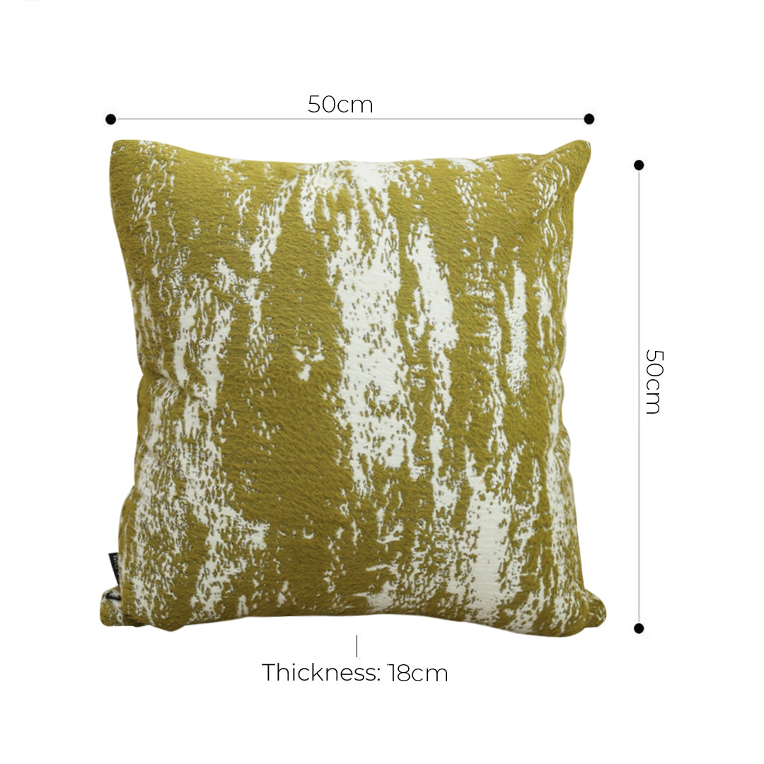 50cm Throw Pillow White and Olive Green Plush Polyester Fiber