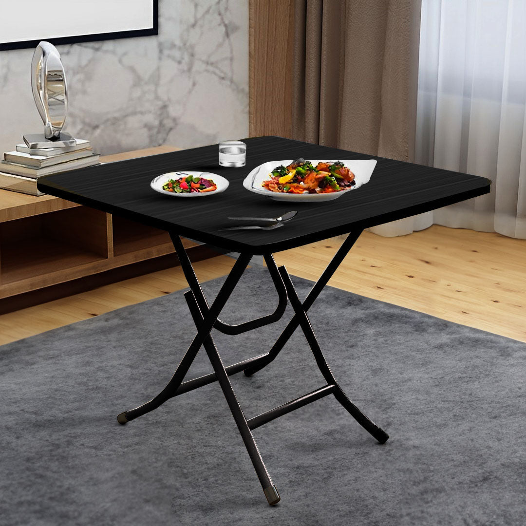 SOGA Black Square  Dining Table Portable with Lacquered Legs