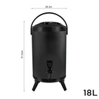 18L Stainless Steel Milk Tea Barrel with Faucet Black