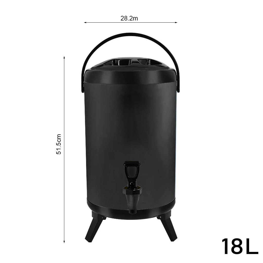 18L Stainless Steel Milk Tea Barrel with Faucet Black