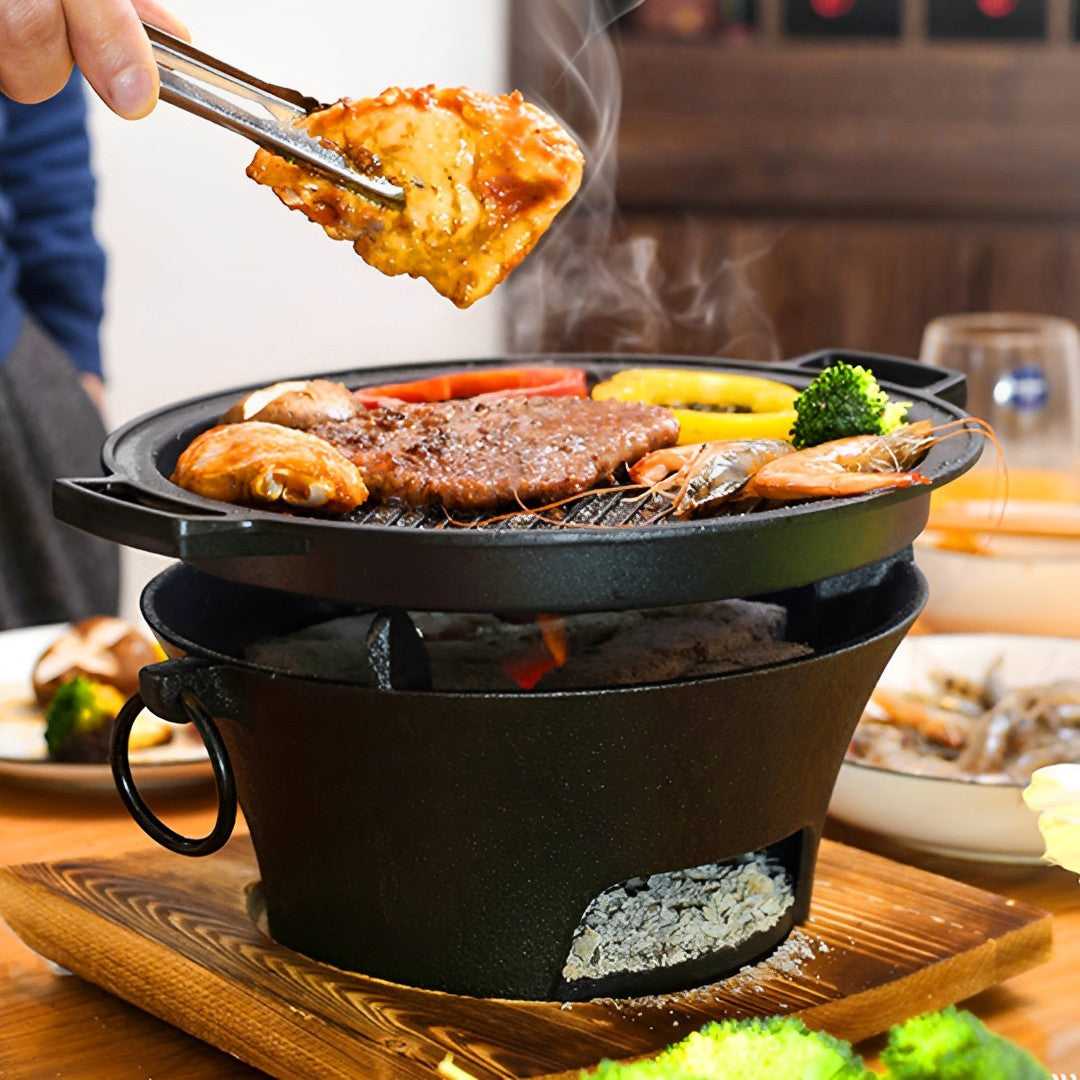 Medium Cast Iron Round Stove Charcoal Table Net Grill