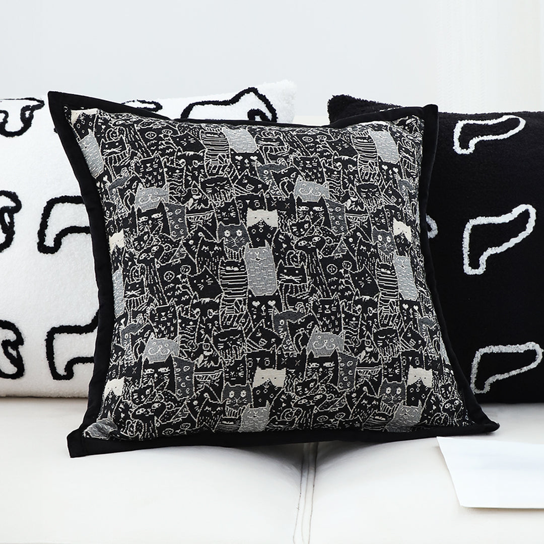 45cm Throw Pillow Black Cat Paradise