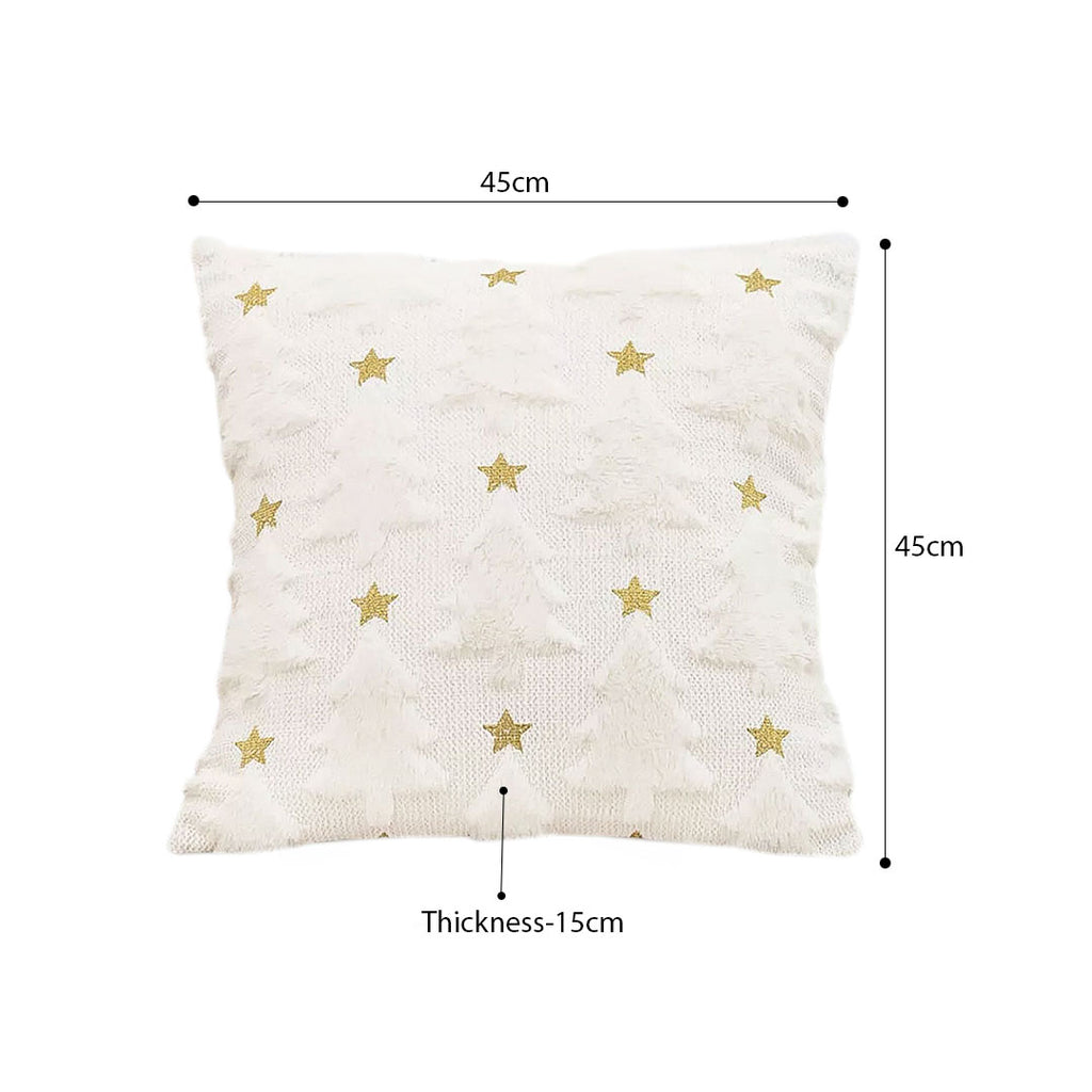 SOGA 45cm Celestial Cream Textured Gold Star Pattern Throw Pillow