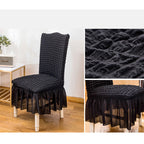 Black Chair Cover Seat Protector with Ruffle Skirt