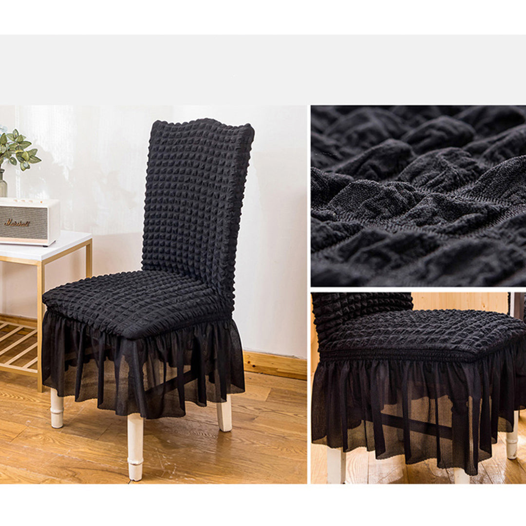 Black Chair Cover Seat Protector with Ruffle Skirt