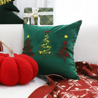 45cm Throw Pillow Green Three Embroidered Christmas Trees
