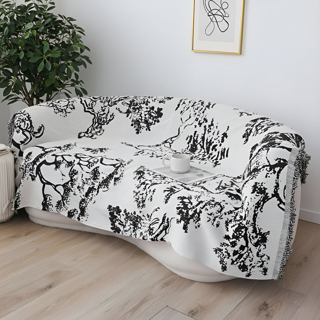 SOGA One-seater White Sofa Cover Tree Print 130x180cm Polyester