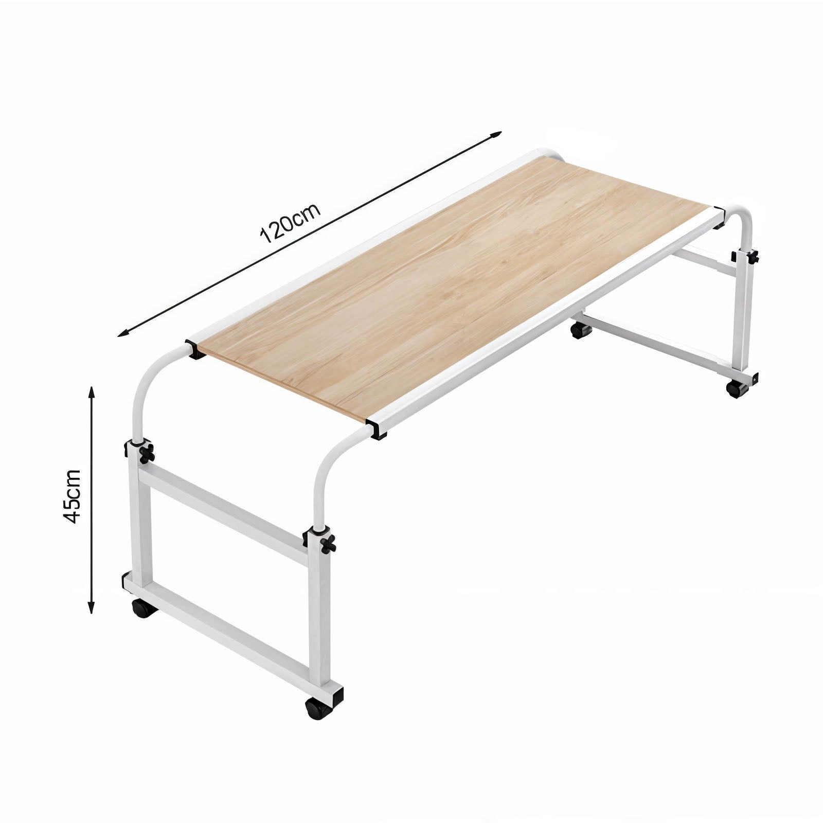 120x45cm Wood Cross Bed Movable Desk Table w/ Adjustable Length & Height