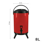 8L Stainless Steel Milk Tea Barrel with Faucet Red