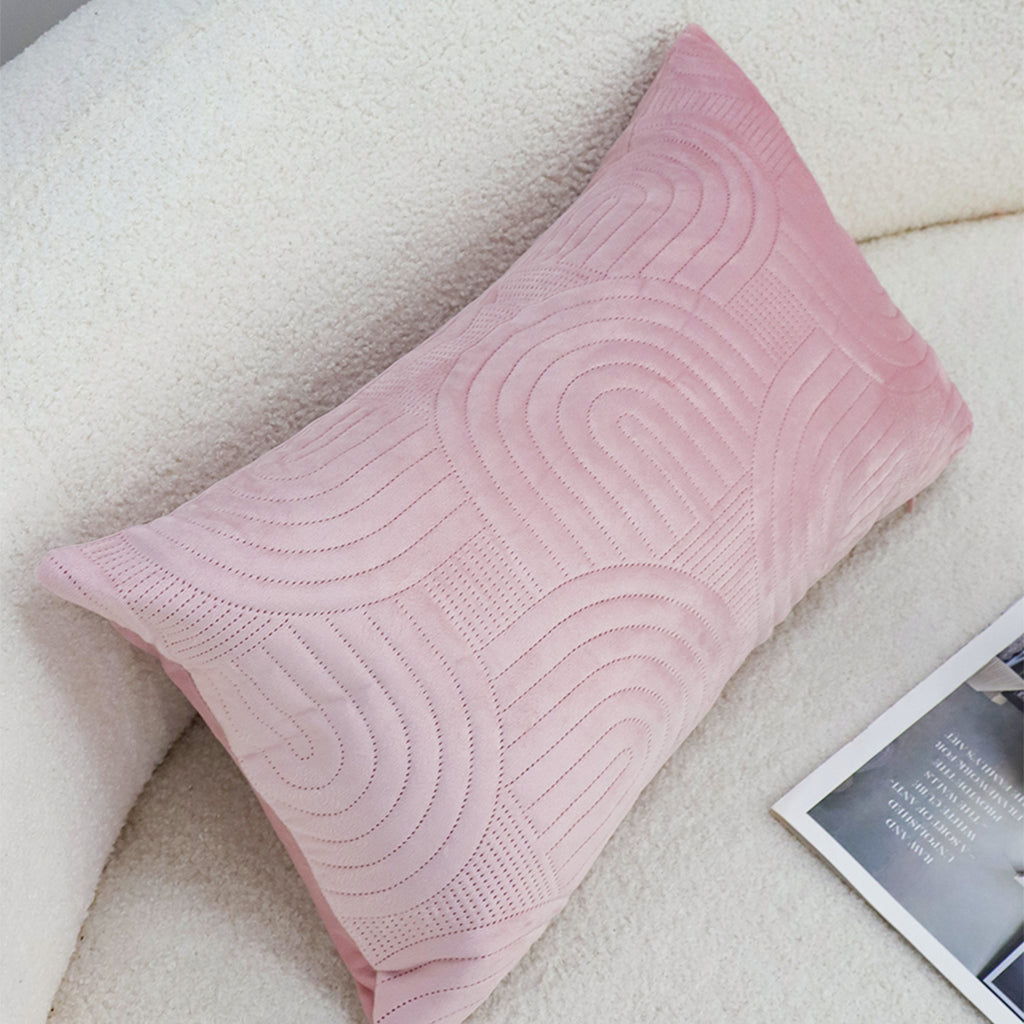 SOGA 30cm Pink Textured Geometric Pattern Decorative Throw Pillow