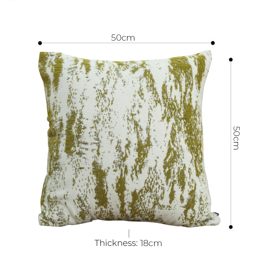 50cm Throw Pillow White and Olive Green Deluxe Polyester Fiber