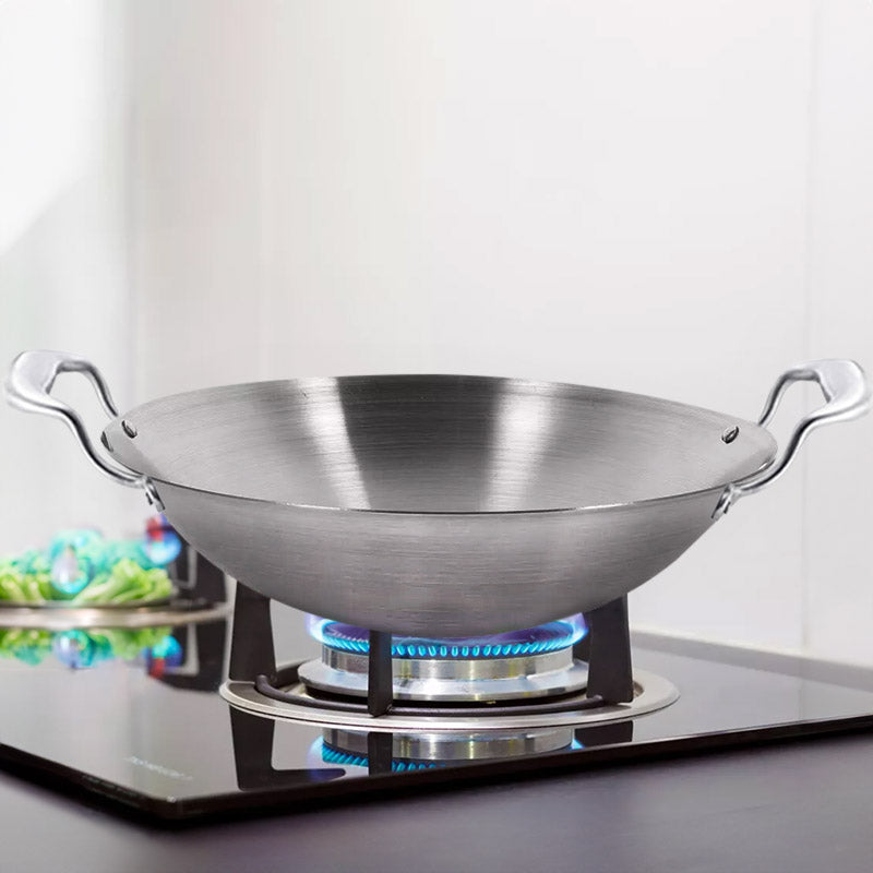 38cm Stainless Steel Frying Wok with Lid