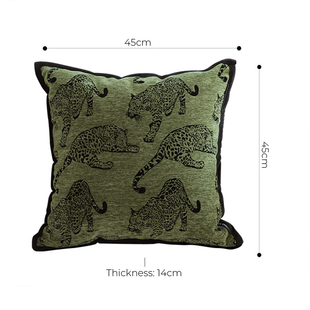 40cm Throw Pillow Green Leopard