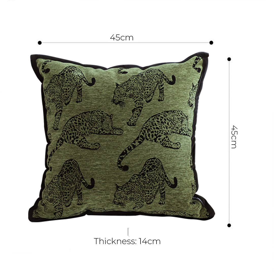 40cm Throw Pillow Green Leopard