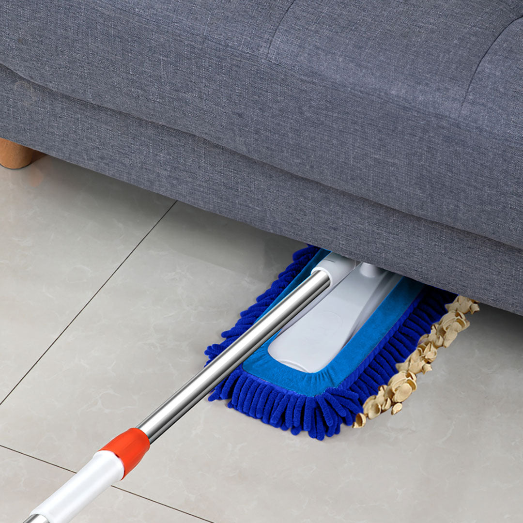 80x12 Microfiber Flat Mop Floor Cleaning Pads Rotating Dust Remover Blue