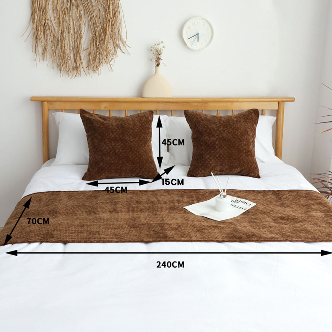 70cm Brown Vintage Bed Scarf Runner Bedding Tail Pad Flag For Home Hotel Set of 3