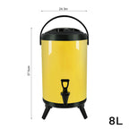 8L Stainless Steel Milk Tea Barrel with Faucet Yellow