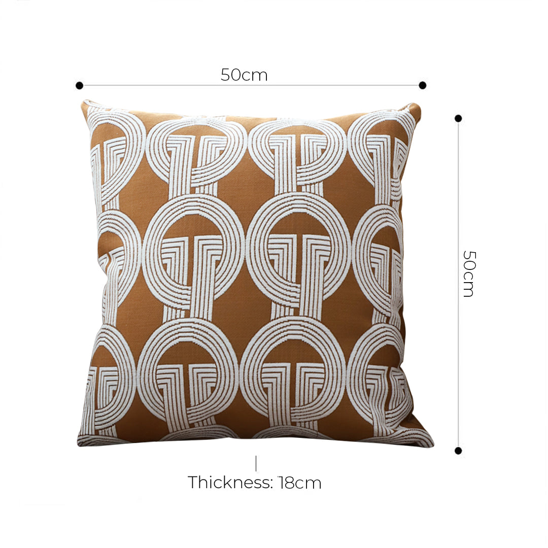 50cm Throw Pillow Brown Circular Chain Jacquard for Home Decor