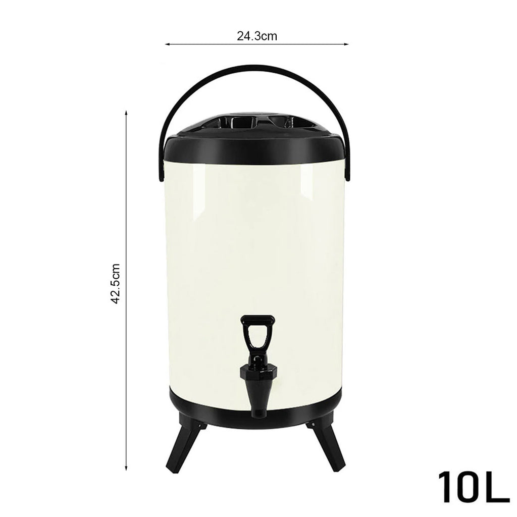 10L Stainless Steel Milk Tea Barrel with Faucet White