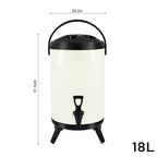 18L Stainless Steel Milk Tea Barrel with Faucet White