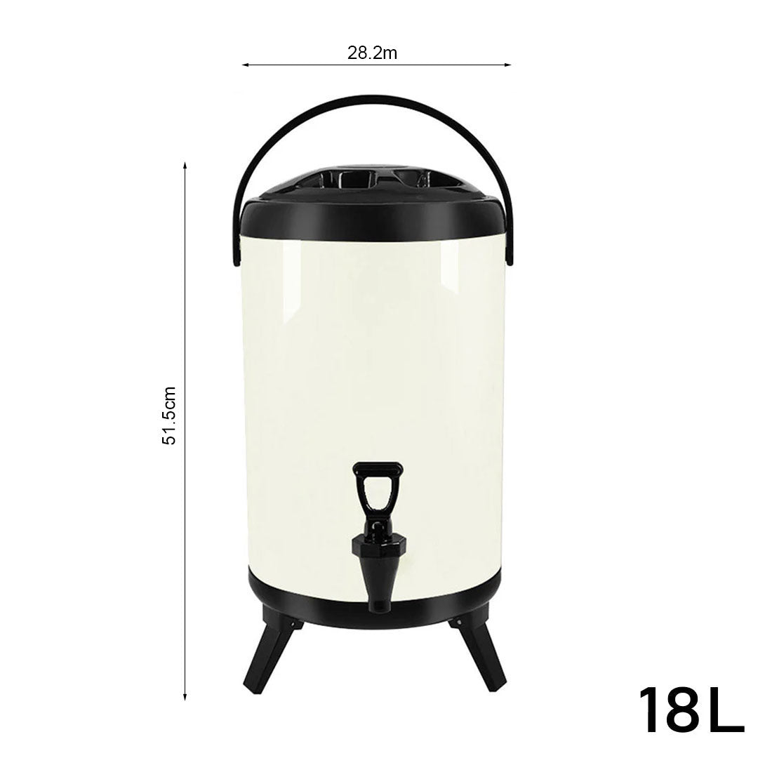 18L Stainless Steel Milk Tea Barrel with Faucet White