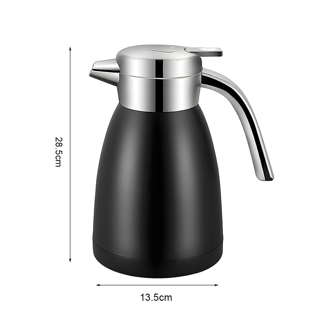 2.2L Black Stainless Steel Water Bottle Insulated Vacuum Flask Coffee Jug