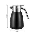 2.2L Black Stainless Steel Water Bottle Insulated Vacuum Flask Coffee Jug