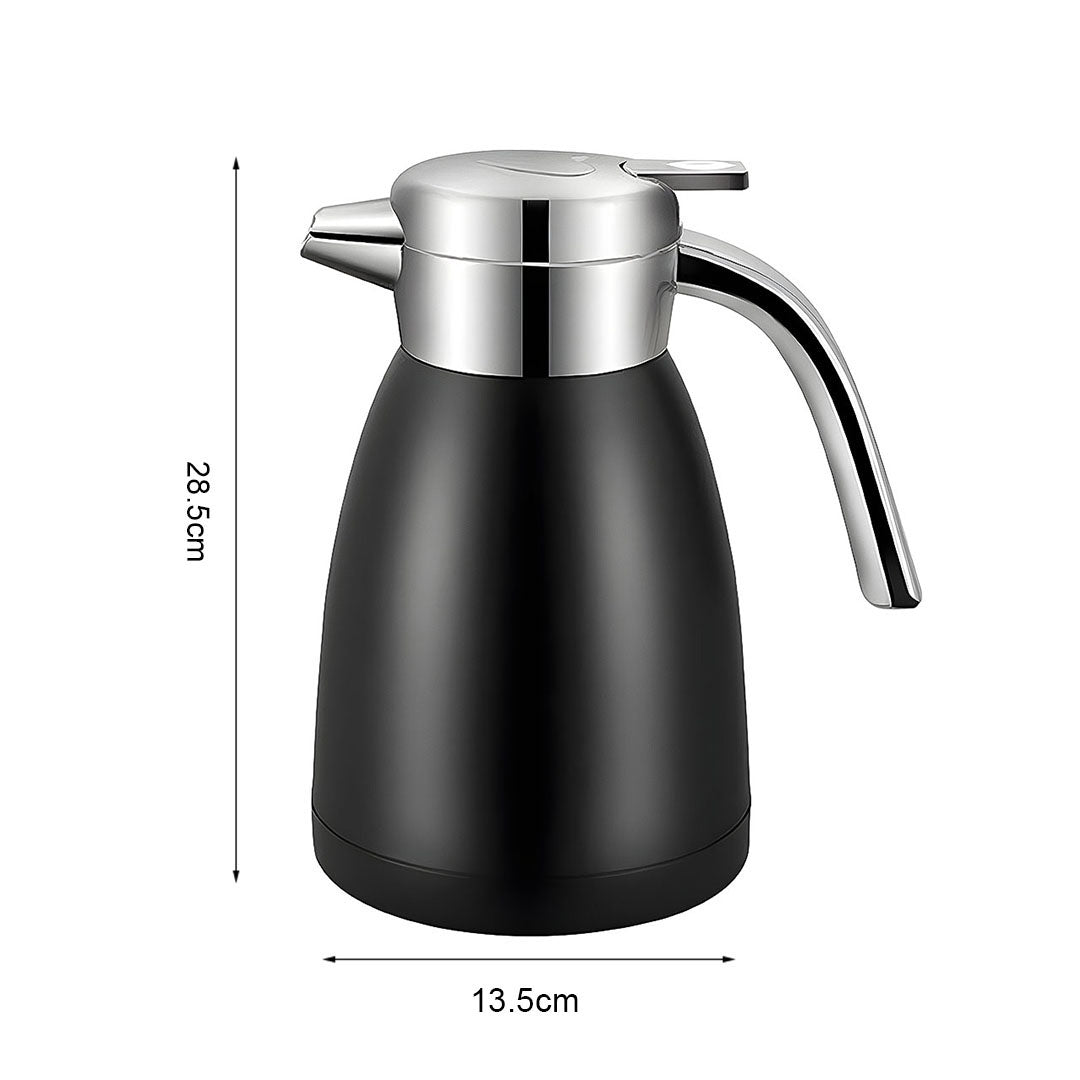 2.2L Black Stainless Steel Water Bottle Insulated Vacuum Flask Coffee Jug