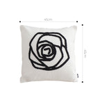 SOGA Embroidered Cushion 45cm White Black Rose Flower Pattern Decorative Throw Pillow