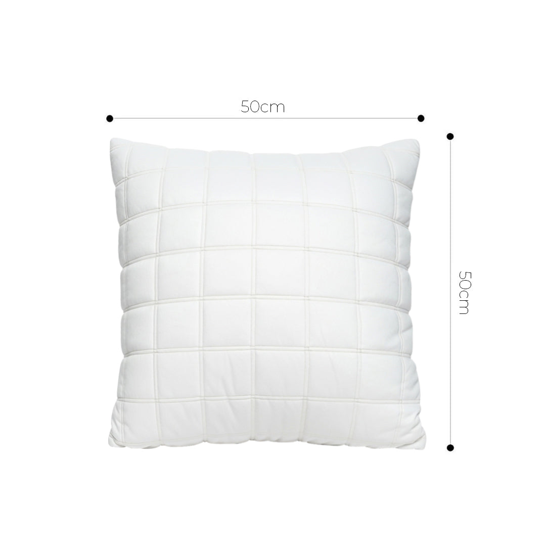 SOGA Quilted Cushion 50cm White Grid Pattern Soft Padded Decorative Throw Pillow