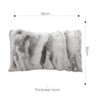 30cm Throw Pillow Floral Gray Rabbit Fur Lumbar