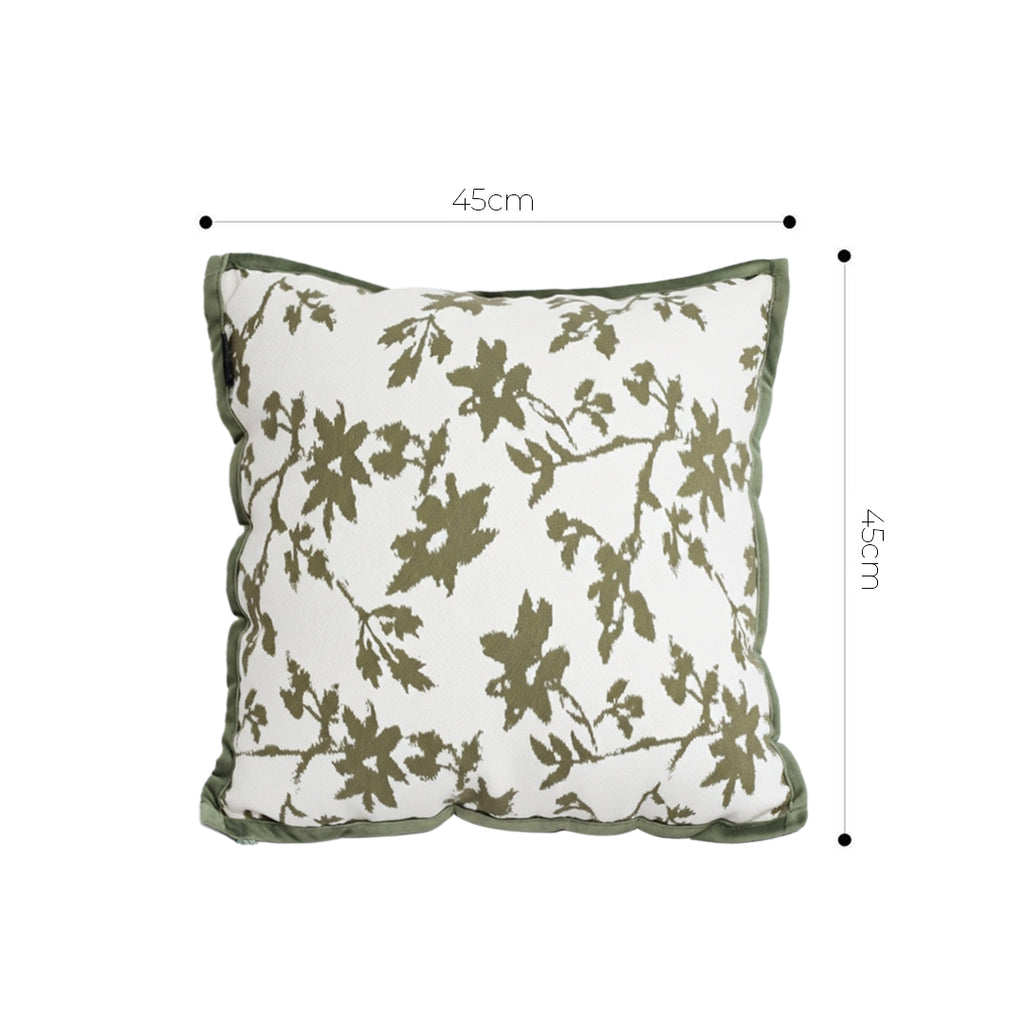 SOGA Floral Cushion 45cm White Green Leaf Botanical Pattern Decorative Throw Pillow